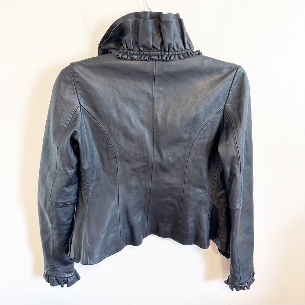 Hart Moon Star Ruffle Black Lamb Leather Jacket - Picture 7 of 7